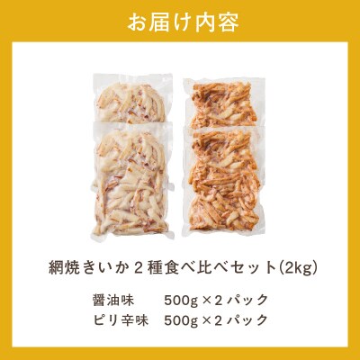 【道水】皮無し網焼きいか2種食べ比べセット2kg 北海道直送_HD108-026