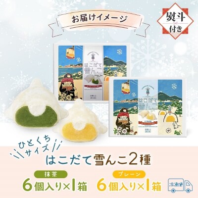 はこだて 雪んこ 2種(プレーン 抹茶 各1箱・無地熨斗)_HD142-025