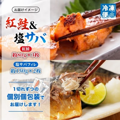 紅鮭切り身3枚&塩サバフィレ2枚セット_HD214-009