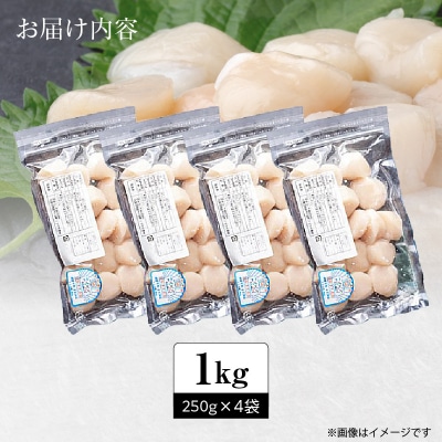 【訳あり】北海道噴火湾産ホタテ貝柱 250g×4袋_HD117-045