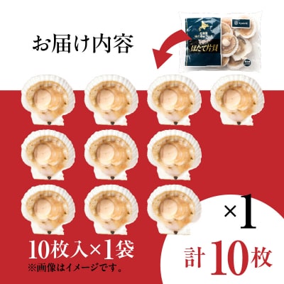 北海道噴火湾産ホタテ片貝 (Mサイズ/10枚×1袋)【計10枚】_HD117-037