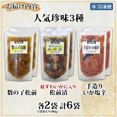 北海道竹田食品人気珍味3種セット 180g 各2袋_HD134-059