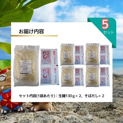 照喜名そば 生 沖縄そば (常温保存)2食入り×5袋 + そばだし10人前 合計10食分セット