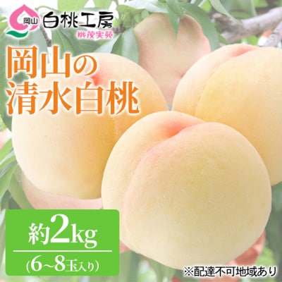 桃 清水 白桃 2kg 6～8玉 もも フルーツ 果物 岡山 2026年[NO5765-0541]