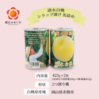 清水白桃 シラップ漬け 缶詰め 425g×2缶 岡山県 赤磐市産 加工食品[NO5765-0663]