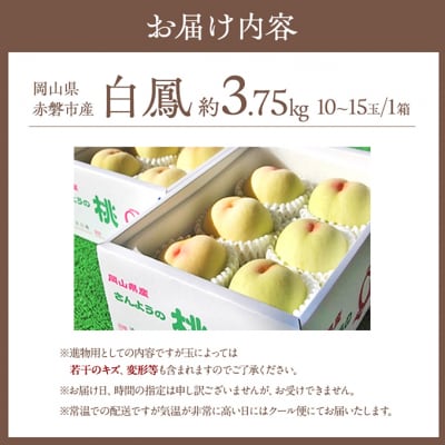 桃 白桃 白鳳 約3.75kg 10～15玉 進物用 もも 2026年[NO5765-0685]