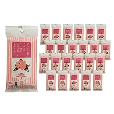 岡山・赤磐産 白桃から生まれた除菌ウエットティッシュ(10枚入り)×24個[NO5765-0728]