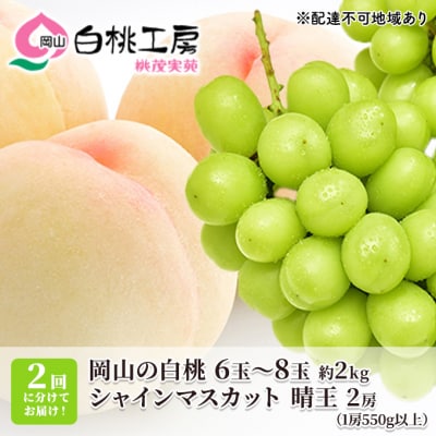 岡山 白桃 2kg シャインマスカット 晴王 2房(1房550g以上)[NO5765-0730]