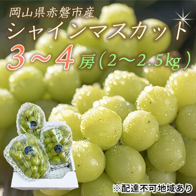 シャインマスカット 3～4房 約2.0～2.5kg 秀品 2026年 [NO5765-0894]