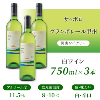 サッポロ グランポレール 甲州 白ワイン 750ml 3本 セット [NO5765-1106] 