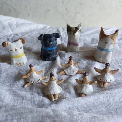 犬さん 一輪挿し 2個組 種類お任せ 陶器 インテリア [NO5765-1130] 