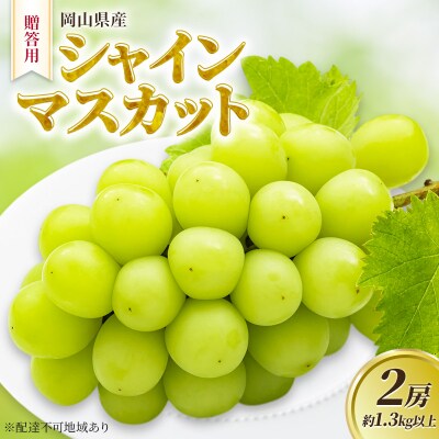 贈答用 岡山県産 シャインマスカット 2房 約1.3kg以上 ぶどう [NO5765-1195] 