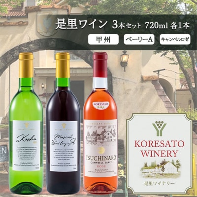 ワイン 果実酒 甲州  ベーリーA キャンベルロゼ 720ml　各1本[NO5765-1252]