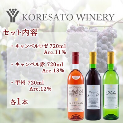 ワイン 果実酒 キャンベルロゼ キャンベル赤 甲州 720ml　各1本[NO5765-1253]