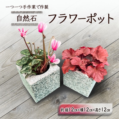自然石フラワーポット サイズ(約)縦12cm×横12cm×高さ12cm[NO5765-1215]