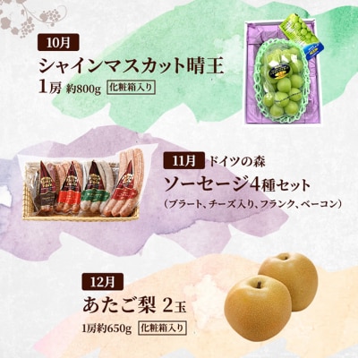 定期便 2026年 先行予約 是里ワイナリー人気商品と果物 12回コース [NO5765-1343]