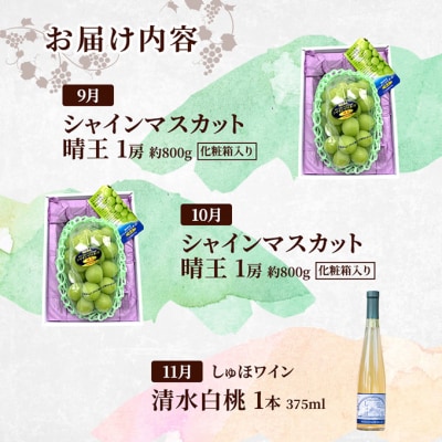 定期便 2026年 先行予約 是里ワイナリーのワインと果物 3回コース [NO5765-1350]