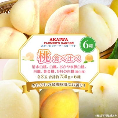 桃 2026年 先行予約 食べ比べ 各3玉 合計約750g×6種 [NO5765-1374]