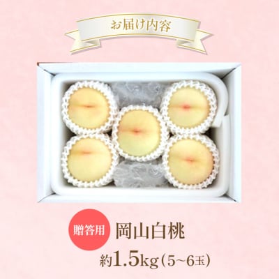 桃 2026年 先行受付 贈答用 岡山 白桃 約1.5kg (5～6玉)[NO5765-1431]
