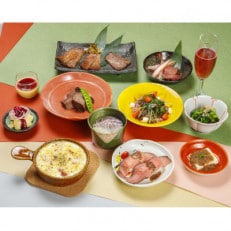 仙台名物　味の牛たん喜助×富谷市特産品【牛たんとブルーベリーの富喜ディナーコースペアチケット】