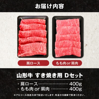 山形牛すき焼き用Dセット(肩ロース400g&もも肉または肩肉400g) 肉の工藤提供