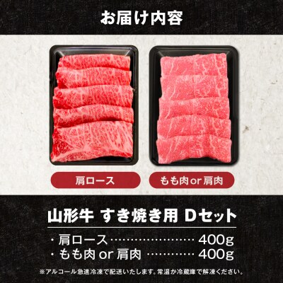 山形牛すき焼き用Dセット(肩ロース400g&もも肉または肩肉400g) 肉の工藤提供