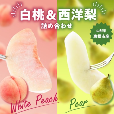 2025年 東根市産 白桃【品種おまかせ】秀品&西洋梨詰め合わせ3kg