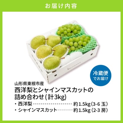 【2026年】東根市産 シャインマスカット&西洋梨 詰め合わせ 3kg 秀品 hi027-242