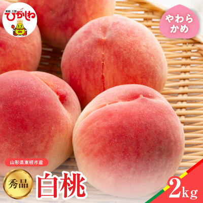 【2026年産】白桃 品種おまかせ 秀品2kg(やわらかめ) 松栗提供 hi062-057
