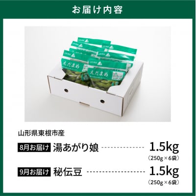 【2026年 全2回 枝豆定期便】 「湯あがり娘」と「秘伝豆」 各1.5kg hi003-164