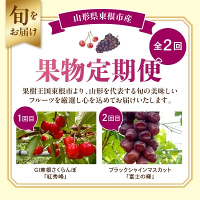 【2026年 全2回定期便】さくらんぼ紅秀峰、ブラックシャインマスカット富士の輝 hi074-018