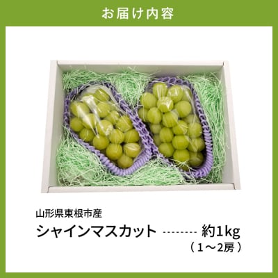 【2026年産】東根市産 シャインマスカット 約1kg (1～2房) hi074-014