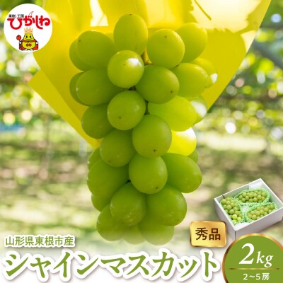 2026年産 シャインマスカット 2kg(2-5房) 秀品 山形県 東根市　hi082-059