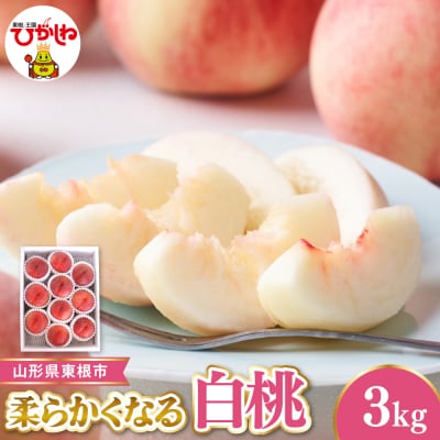 【令和8年産】 白桃 秀品 柔らかくなる桃 約3kg ベジフルひがしね hi104-005