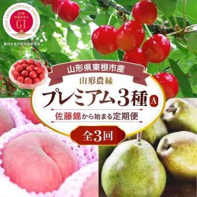 2026年 3回定期便 山形農縁プレミアム3種A～さくらんぼ佐藤錦から始まる～ hi082-065a