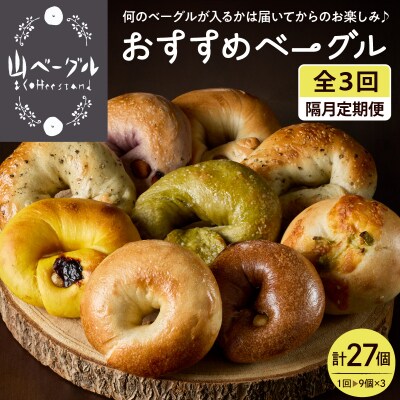 【隔月定期便】おすすめベーグル 9個セット×3回 詰め合わせ 山形県 東根市 hi086-006