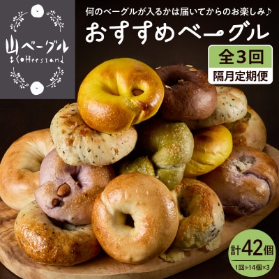 【隔月定期便】おすすめベーグル 14個セット×3回 詰め合わせ 山形県 東根市 hi086-008