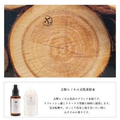 吉野ヒノキの天然蒸留水(100ml)&詰め替え用(300ml)