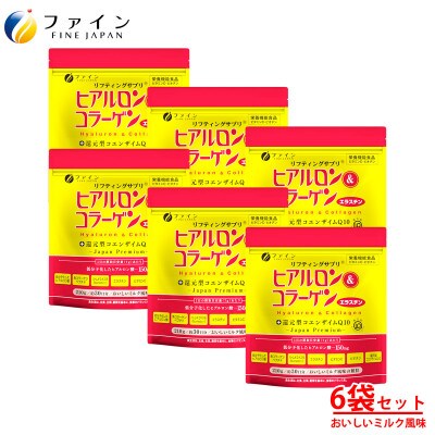 ヒアルロン&コラーゲン+還元型CoQ10×6個(180日分)袋タイプ