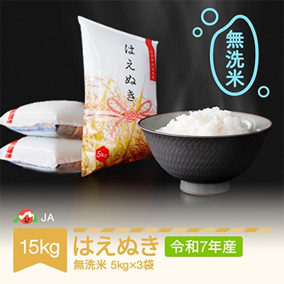 令和7年産はえぬき 無洗米 15kg(5kg×3)