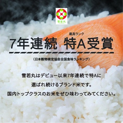 【発送月固定定期便】雪若丸 精米 10kg全3回