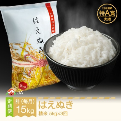【毎月定期便】はえぬき　精米(5kg)全3回