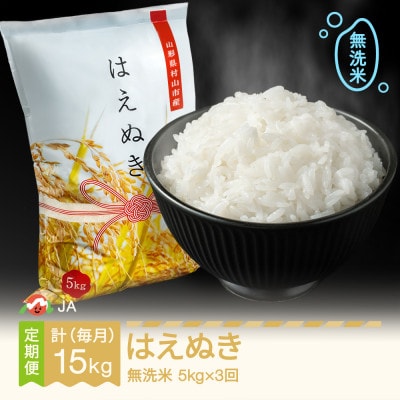 【毎月定期便】はえぬき　無洗米(5kg)全3回