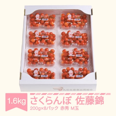 さくらんぼ佐藤錦　赤秀M玉(約200g×8パック)