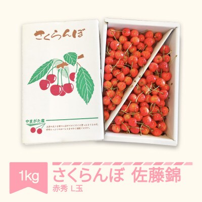 さくらんぼ佐藤錦　赤秀L玉約1kgバラ詰め