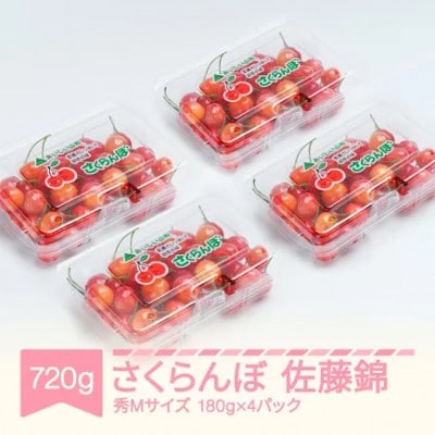 さくらんぼ 佐藤錦 秀Mサイズ 約720g(180g×4パック)  2026年産 山形県産