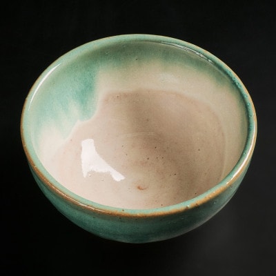 【青山窯】緑青が織りなす深緑が美しい綾焼き抹茶碗B