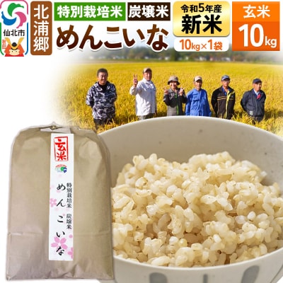 【特別栽培米 炭壌米 めんこいな】令和5年産 玄米 10kg|02_kum-060101