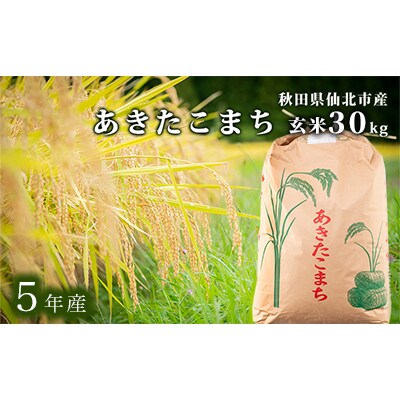 新米　令和5年産 一等米 玄米30kg　秋田県仙北市産 あきたこまち [No.5660-0876]