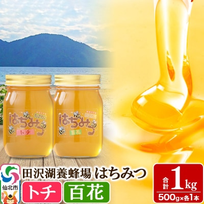 秋田県産はちみつ(トチ・百花)500g×各1本 合計1kg|02_tyj-181101